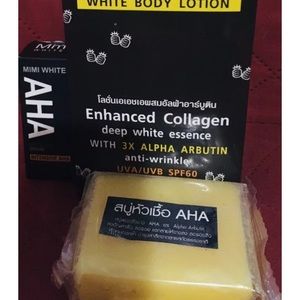Aha White Body Lotion With Serum & Soap.